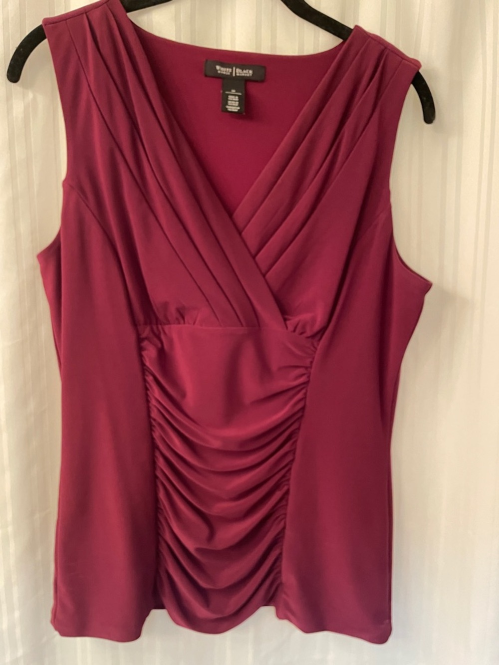 White House Black Market Wine Ruched Surplice Sleeveless